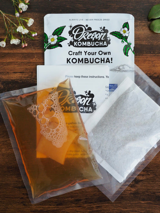 Simple Pear Ginger Black Tea Homemade Kombucha Starter Kit with Live SCOBY